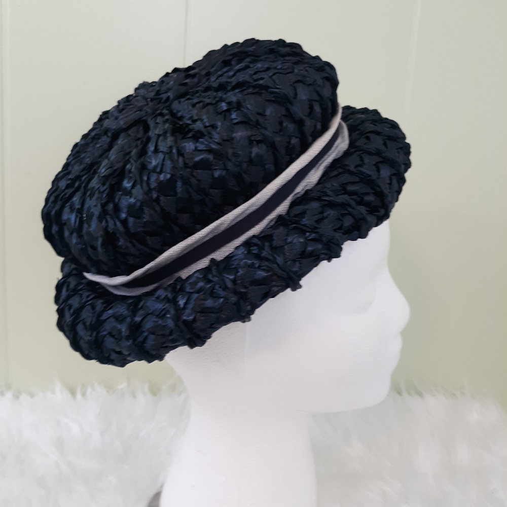 Vtg union Kutz navy straw hat - Picture 3 of 5